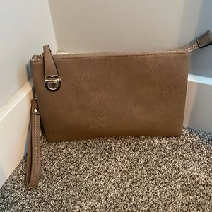 Brown clutch purse.